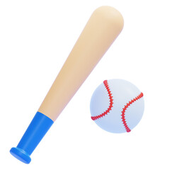 Baseball bat and ball with red stitches