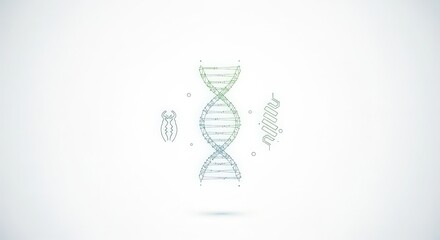Wireframe dna helix structure representing genomics and transcriptomics. Decoding genome, gene expression analysis, mutation search.