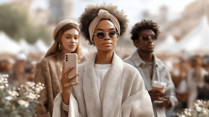 Street Fashion AR Show with Models and Trendy City Crowds