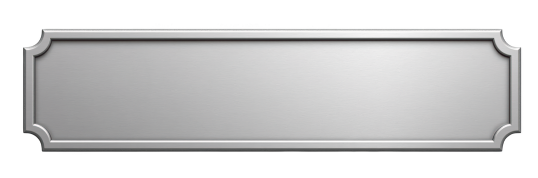 Sleek metal plaque with brushed finish, ideal for signage or decorative purposes, showcasing modern aesthetic