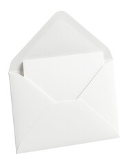 Open white envelope with card inside.