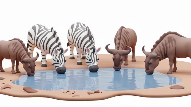 Wild Animals at a Waterhole