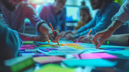 Obraz premium Team Brainstorming Collaborative Innovation and Creative Problem-Solving