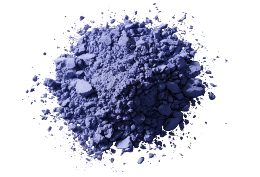 Dusty, deep indigo powder pile,  spilling outward