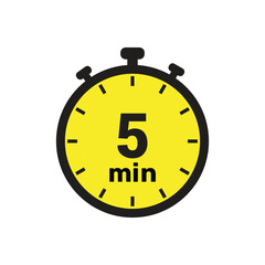 5 min clock icon vector number design illustration