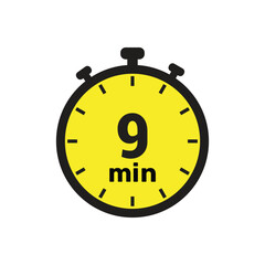 9 min clock icon vector number design illustration