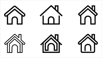 Home Icon Vector Set House Silhouette and Real Estate Symbol Collection