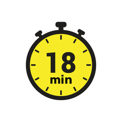18 min clock icon vector number design illustration