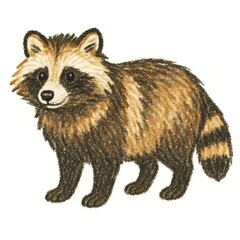 Obraz premium 너구리, 크레용 아트 일러스트, jpeg (Common raccoon dog, crayon art Illustration, jpeg)