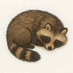 Fototapeta premium 너구리, 크레용 아트 일러스트, jpeg (Common raccoon dog, crayon art Illustration, jpeg)