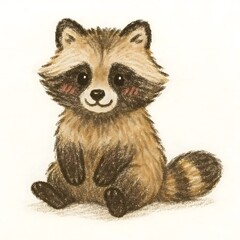 너구리, 크레용 아트 일러스트, jpeg (Common raccoon dog, crayon art Illustration, jpeg)