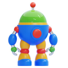 Colorful toy robot with antenna and claw arms