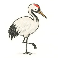 Obraz premium 두루미, 크레용 아트 일러스트, jpeg (Japanese crane, crayon art Illustration, jpeg)