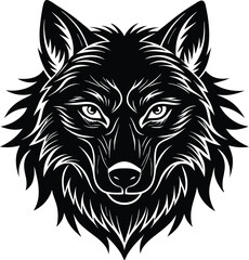Obraz premium Wolf silhouette logo icon. Howling predator sign. Wild canine animal symbol. Vector illustration. 