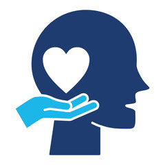Empathy Icon In Blue Monochrome Flat Design, Vector Illustration  
