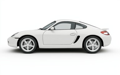 Sleek White Sports Car Profile in Studio Setting on White Background
