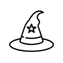 Wizard Hat Icon A Simple Black and White Illustration for Halloween and Magical Themes