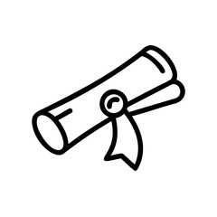 Scroll Icon Graduation Certificate, Achievement & Academic Document Line Art