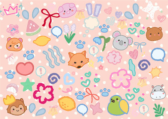 Seamless pattern with cute animals. 