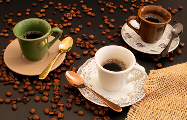 cup of coffee with beans