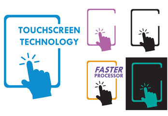 Hand Taps Monitor. Touchscreen Technology Sign concept vector.