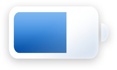 Battery button and icon elements, glassmorphic transparent and glossy style for ui ux application design.