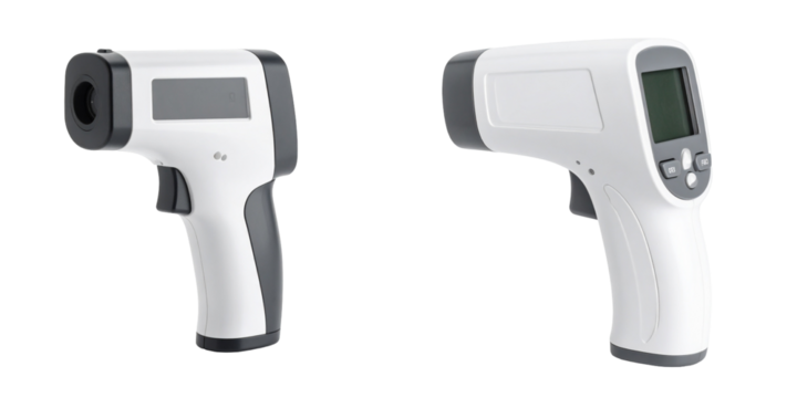 Two White And Grey Digital Infrared Thermometers On Transparent Background