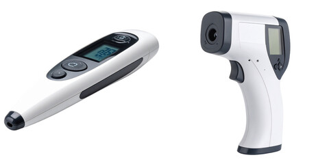 White Infrared Thermometer And Digital Acupuncture Device Isolated On Transparent Background