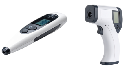 White Infrared Thermometer And Digital Acupuncture Device Isolated On Transparent Background