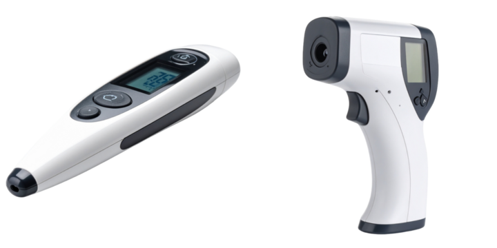 White Infrared Thermometer And Digital Acupuncture Device Isolated On Transparent Background