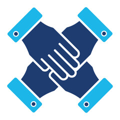 Collaboration Icon In Blue Monochrome Flat Design, Vector Illustration