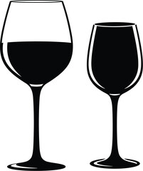 Elegant Silhouette of Two Wine Glasses, Perfect for Invitations and Decorative Designs