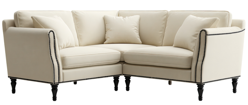 Cream corner sofa with dark trim