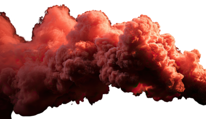 A vibrant, coral-hued cloud of smoke against a black background.  The smoke has a fluffy, textured appearance, with varying densities and highlights