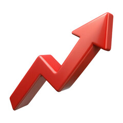 3d red arrow graph trend upward growth concept business success transparent background
