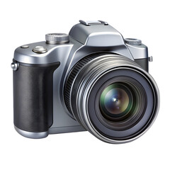 Digital slr camera with lens isolated on transparent background