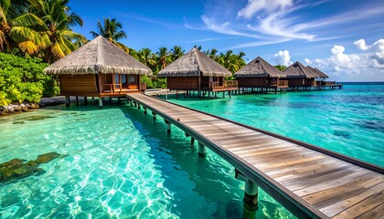 Obraz premium Tropical overwater bungalows