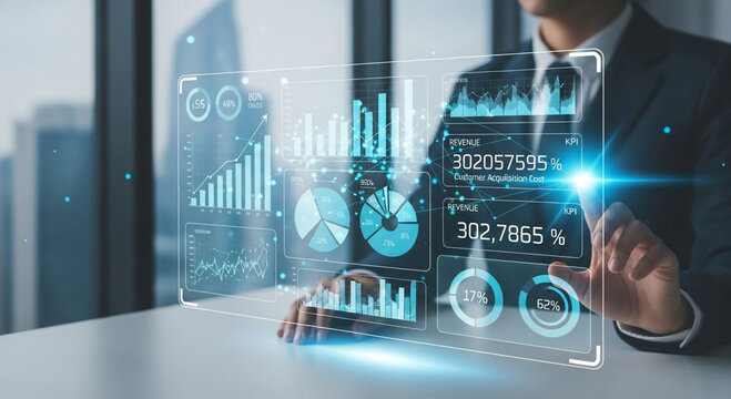 Business analytics financial dashboard data visualization kpi revenue growth charts and graphs analysis report