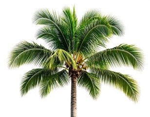 Fototapeta premium Tropical palm tree against white background
