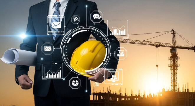 Construction engineer architect building development project management technology concept - Powered by Adobe