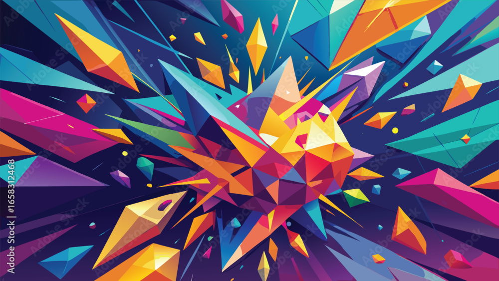 Aufkleber vector illustration of a butterfly composed of abstract geometric shapes in a colorful design..eps