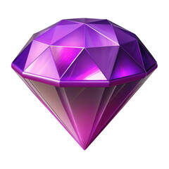 3d purple gem isolated on transparent background