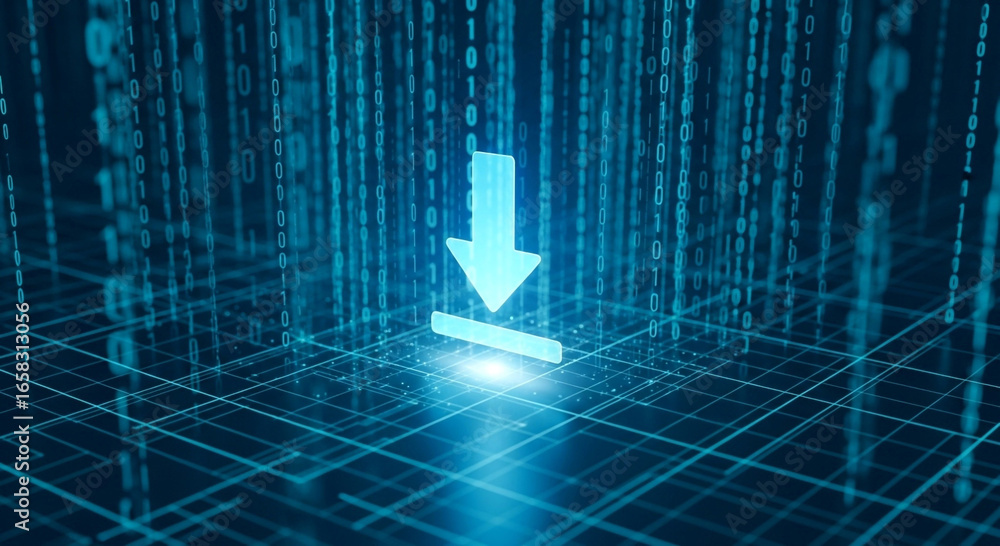 Poster download arrow digital data binary code technology network connection information transfer system co
