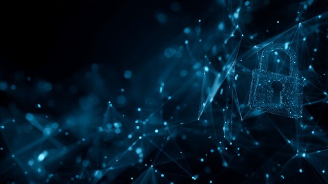 Abstract technology network with connected dots and lines on blue background, digital communication and data flow concept, modern global networking and big data visualization - Powered by Adobe