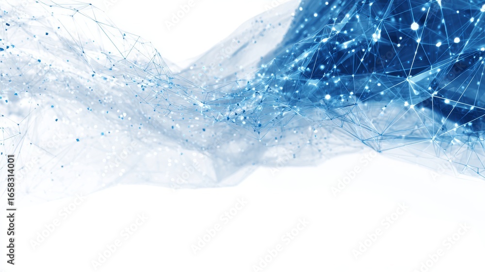 Poster abstract white and blue futuristic technology background with dynamic digital network connections, g