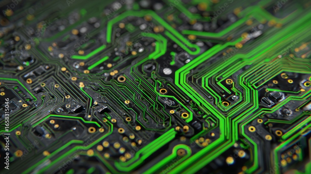 Aufkleber futuristic blue digital circuit board background with glowing electronic connections and modern tech