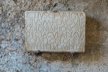 Ancient fresco in the ruins of Pompeii, Italy