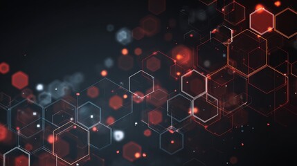 Futuristic digital geometric technology background with glowing abstract circuit elements, virtual network connections, cybersecurity interface, and high-tech innovation pattern design