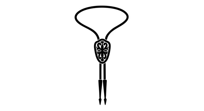 A detailed black and white bolo tie design.