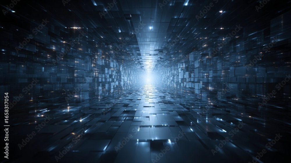 Poster futuristic digital technology background with glowing abstract circuit elements, virtual network con